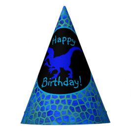 Chapeaux De Fêtes Dinosaure Bleu Cachez Joyeux Anniversaire !