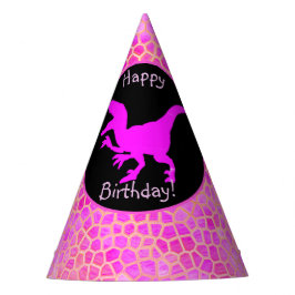 Chapeaux De Fêtes Dinosaure Rose Cachez Un Joyeux Anniversaire !