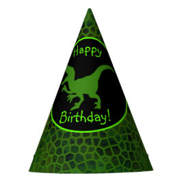 Chapeaux De Fêtes Dinosaure Vert Cachez Un Joyeux Anniversaire !