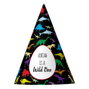 Chapeaux De Fêtes Dinosaures colorés Wild One Anniversaire de enfant