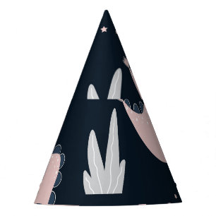 Chapeaux De Fêtes dinosaures roses, arrière - plan sombre, mignonett