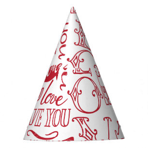 Chapeaux De Fêtes Doodles d'amour à la main, charmant motif.
