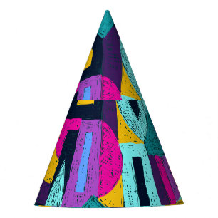 Chapeaux De Fêtes Doodles rétro : pop art géométrique.