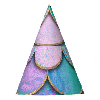 Chapeaux De Fêtes Échelles de sirène : motif d'onde aquarelle.