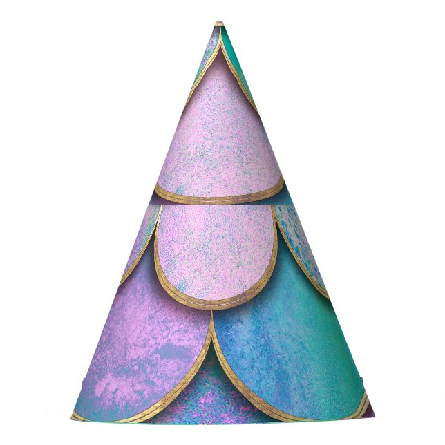 Chapeaux De Fêtes Échelles de sirène : motif d'onde aquarelle. (Devant)