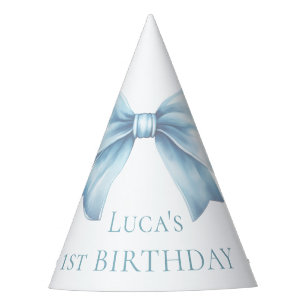 Chapeaux De Fêtes Elégant Dusty Blue Bow Premier garçon Anniversaire