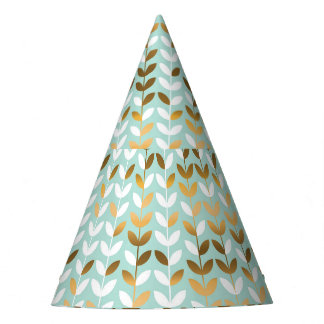 Chapeaux De Fêtes Élégant Motif Gold Green Leaf