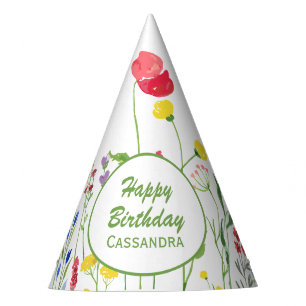 Chapeaux De Fêtes Elégante aquarelle Fleur sauvage Botanique Anniver