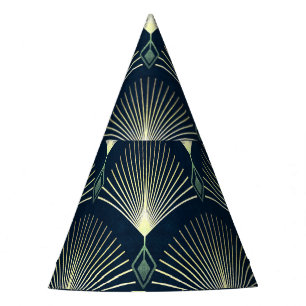 Chapeaux De Fêtes Elégante Géométrie : Bleu Art Déco.