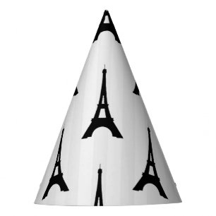 Chapeaux De Fêtes Elégante Tour Eiffel Noir Blanc Vertical France