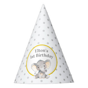 Chapeaux De Fêtes Eléphant jaune 1er anniversaire Petit arachide