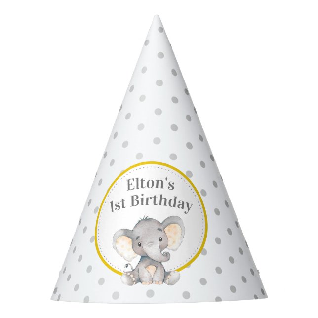 Chapeaux De Fêtes Eléphant Jaune 1er Anniversaire Petite Arachide (Devant)