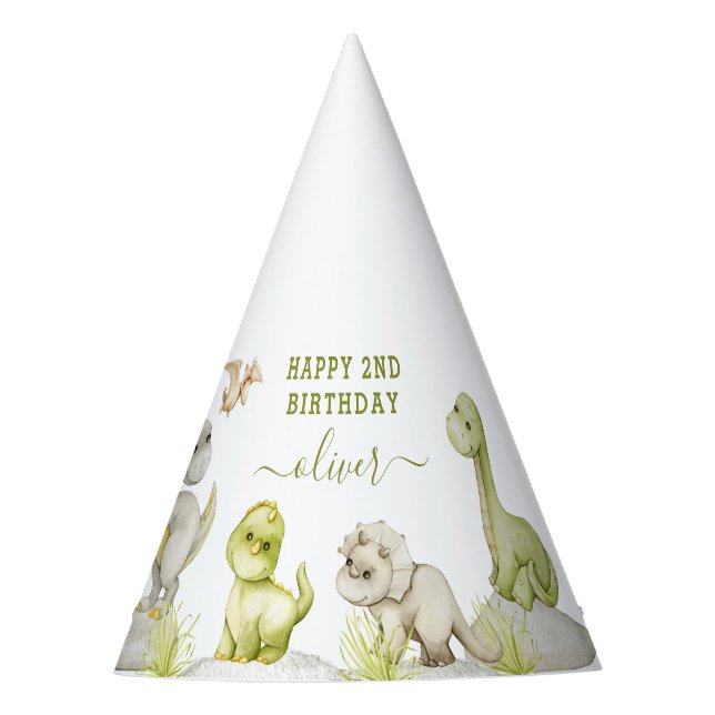 Chapeaux De Fêtes Enfants Aquarelle Dinosaur fête d'anniversaire (Devant)