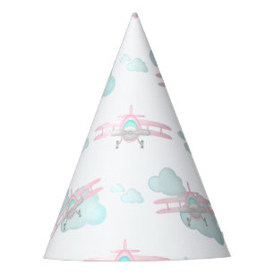 Chapeaux De Fêtes Enfants Pink Avion Volant Aviation Anniversaire
