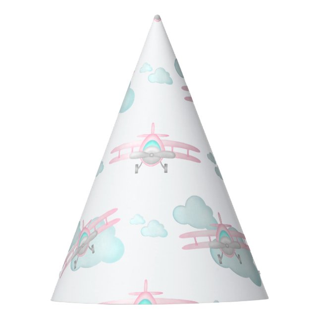 Chapeaux De Fêtes Enfants Pink Avion Volant Aviation Anniversaire (Devant)