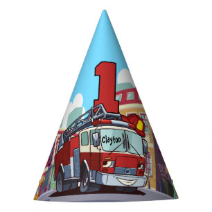Chapeaux De Fêtes ęr Camion de pompiers d'anniversaire