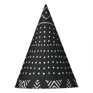 Chapeaux De Fêtes Ethnie tribale : motif noir blanc.
