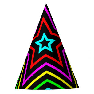 Chapeaux De Fêtes Étoiles arc-en-ciel sur fond noir