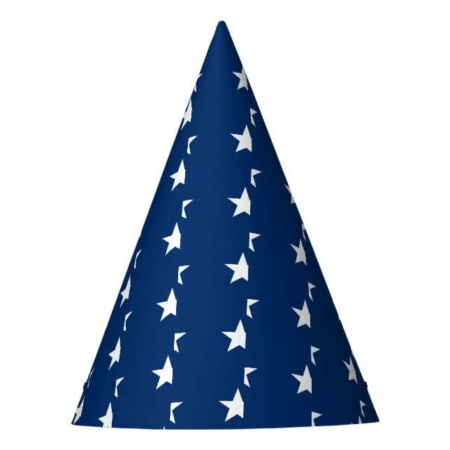 Chapeaux De Fêtes étoiles blanches bleu marine célébration motif (Devant)