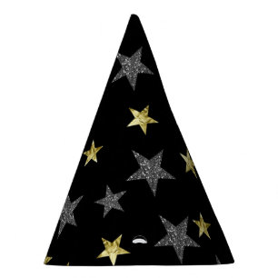 Chapeaux De Fêtes Étoiles d'argent et d'or Black Hollywood Star Part