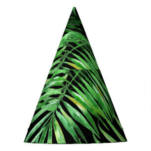Chapeaux De Fêtes Exotique tropicale, aquarelle motif de palmier.