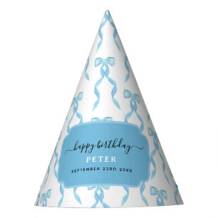 Chapeaux De Fêtes Fancy Aquarelle Bleu Bow Anniversaire