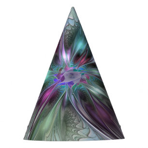 Chapeaux De Fêtes Fantaisie Abstraite Moderne Fleur Fractale Colorée
