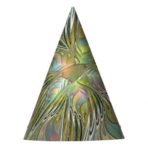 Chapeaux De Fêtes Fantaisie florale Art fractal moderne Fleur avec o