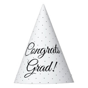 Chapeaux De Fêtes Félicitations Grand blanc noir script poka point é
