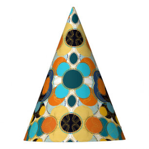 Chapeaux De Fêtes Festif coloré Fun Retro Abstrait Gold Freeform