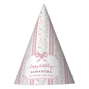 Chapeaux De Fêtes Fête d'anniversaire à ruban coquette floral rose v