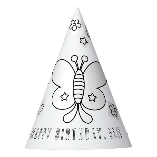Chapeaux De Fêtes Fête d'anniversaire aux papillons -Couleur de votr (Devant)