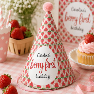 Chapeaux De Fêtes Fête d'anniversaire Berry Sweet Strawberry 1 an