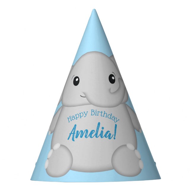 Chapeaux De Fêtes Fête d'anniversaire Blue Elephant (Devant)