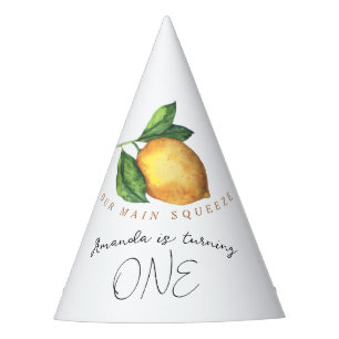 Chapeaux De Fêtes Fête d'anniversaire de 1 an au citron aquarelle