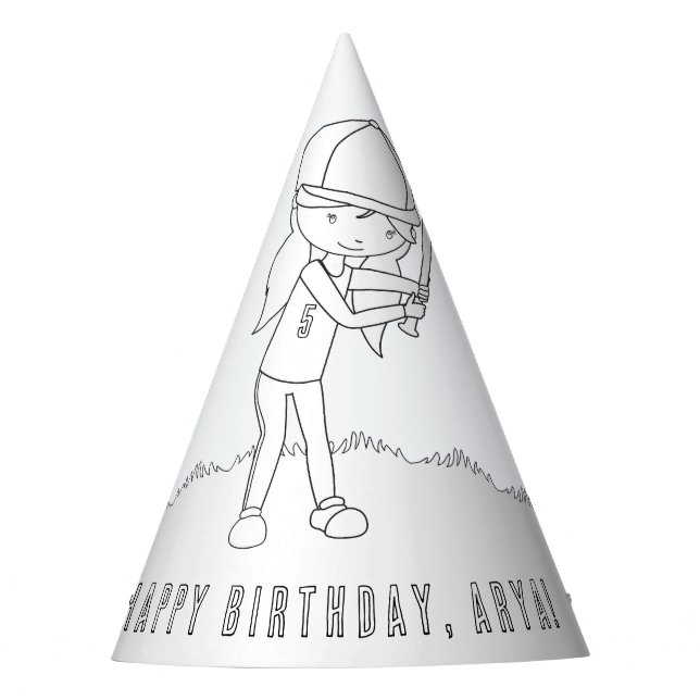 Chapeaux De Fêtes Fête d'Anniversaire de Baseball (Fille) - Couleur  (Devant)