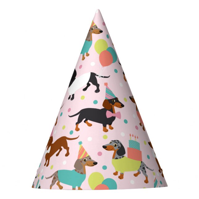 Chapeaux De Fêtes Fête d'anniversaire de Dachshund (Devant)