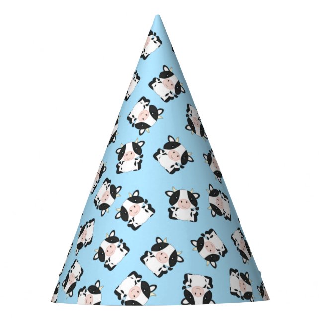 Chapeaux De Fêtes Fête d'anniversaire de la vache bleu (Devant)