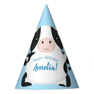 Chapeaux De Fêtes Fête d'anniversaire de la vache bleu