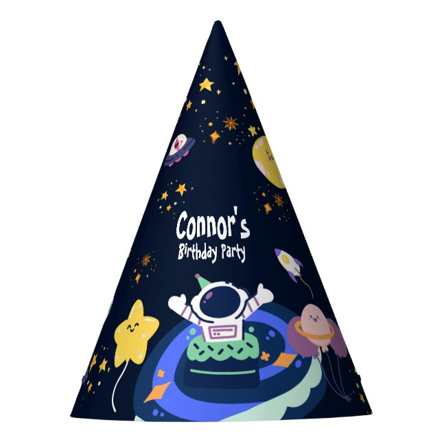 Chapeaux De Fêtes Fête d'anniversaire de l'astronaute dans l'espace (Devant)