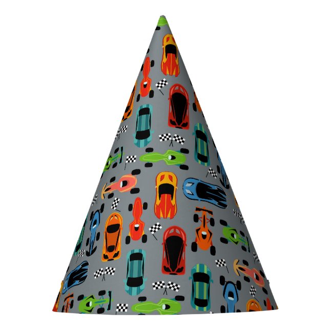 Chapeaux De Fêtes Fête d'anniversaire de voiture motif Racecar (Devant)