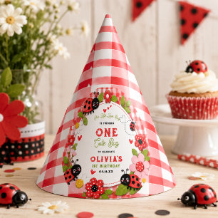Chapeaux De Fêtes Fête d'anniversaire d'un an One Cute Bug Floral La
