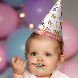 Chapeaux De Fêtes Fête d'anniversaire pour chien rose Let's Pawty