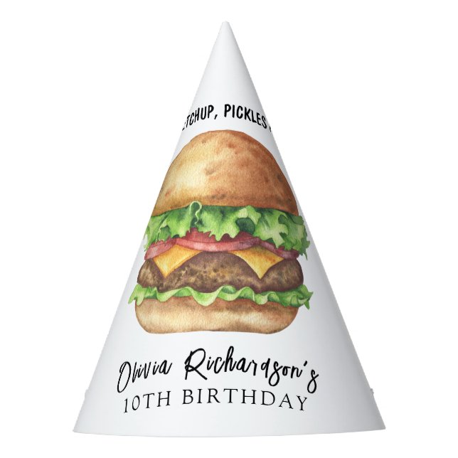 Chapeaux De Fêtes Fête de hamburger aquarelle Anniversaire (Devant)