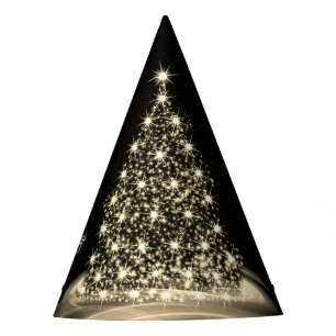 Chapeaux De Fêtes Fête de Noël Arbre Brillant Doré Hiver Noir