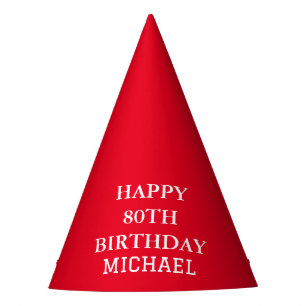 Chapeaux De Fêtes Fête du 80e anniversaire Rouge Adulte