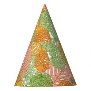 Chapeaux De Fêtes Feuilles de monstère tropicale, coloré et transpar