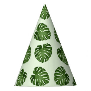 Chapeaux De Fêtes Feuilles de palmiers, Feuilles verts, Motif tropic