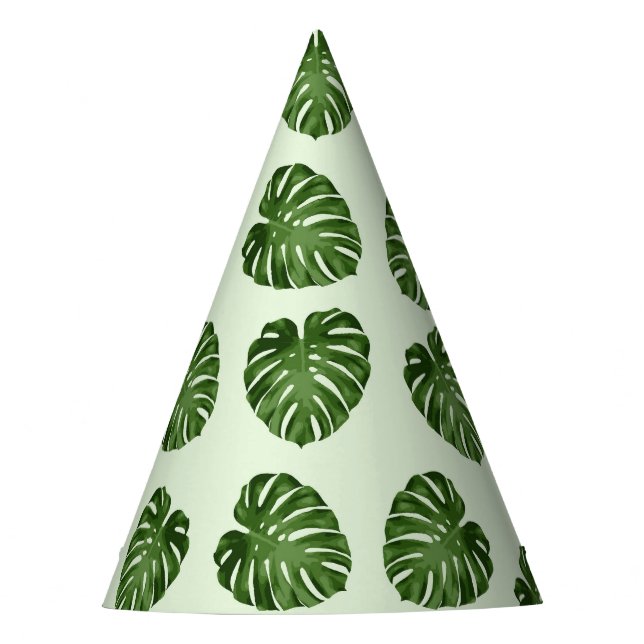 Chapeaux De Fêtes Feuilles de palmiers, Feuilles verts, Motif tropic (Devant)