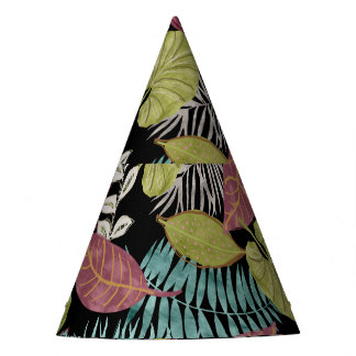 Chapeaux De Fêtes Feuilles sombres tropicaux : Motif textile
